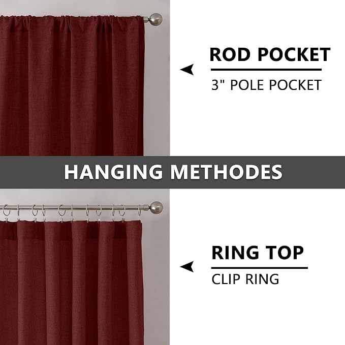 Tollpiz Linen Curtains Living Room Rod Pocket Semi Sheer Curtain Burlap Light - Image 5