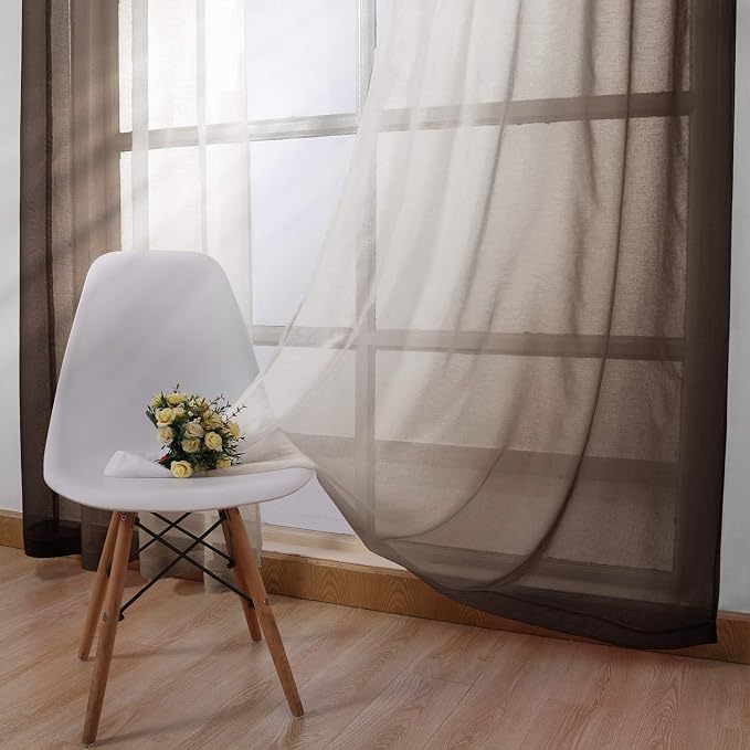 DWCN Faux Linen Ombre Sheer Curtains - Image 3