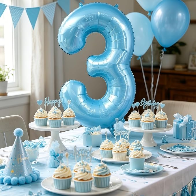 Pastel Blue 8 Balloon Number, Light Blue 8 Balloons - Image 4