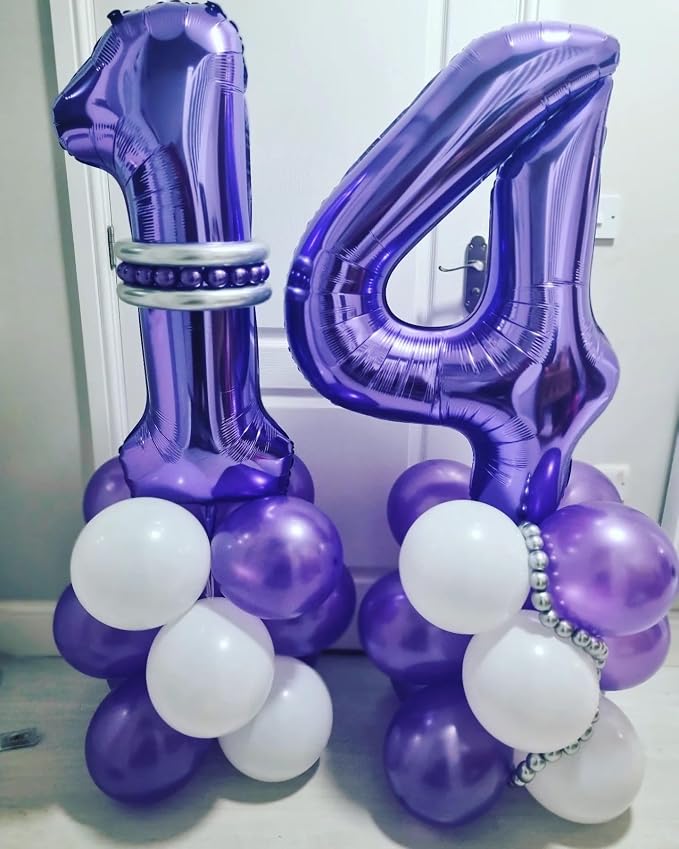 Number 24 Purple Balloons 40 Inch Giant Purple 24 Number Foil Helium Balloons - Image 7