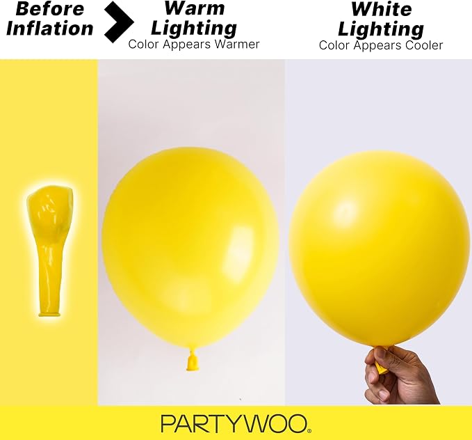 PartyWoo Yellow Balloons 85pcs Matte Yellow Color 18 12 10 5 Inch | Balloons - Image 3