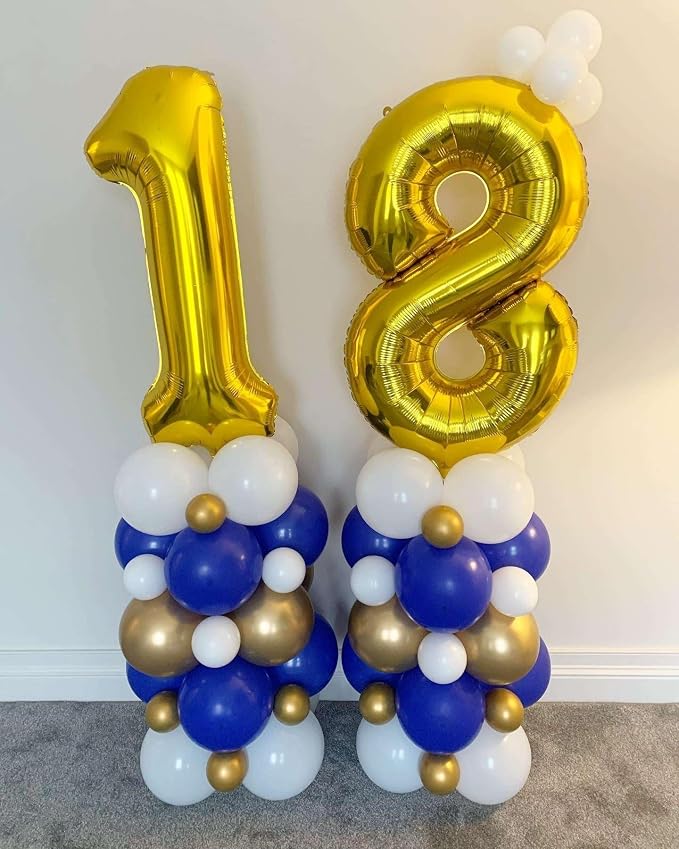 Gold 18 Number Balloons, 40 Inch Giant Number 18 Balloons Foil Mylar Helium - Image 7