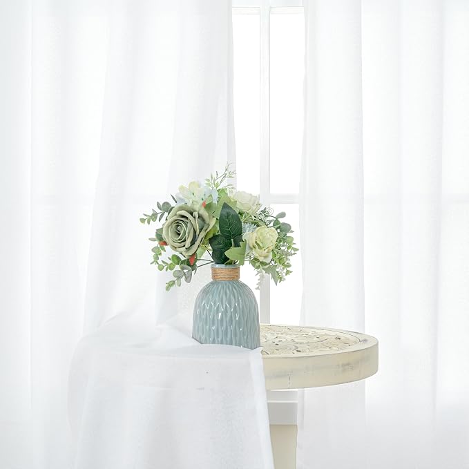 YoungsTex White Linen Curtains 63 Inch Length - Image 3