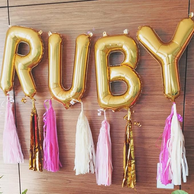 Gold Letter Balloons Foil Alphabet A-Z Balloons Custom Personalized Phrase - Image 4