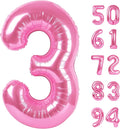 Pink 3 Balloon - Number Balloon 40 Inch, 3rd Pink Birthday Decorations | Large by IWERP