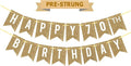 Netnology Pre-Strung Gold Glitter 70th Happy Birthday Banner Decorations | 12 by Netnology