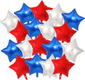 18 Pack 18 Inch Red White Blue Star Balloons, Metallic Foil Star-Shaped Helium by Broeify
