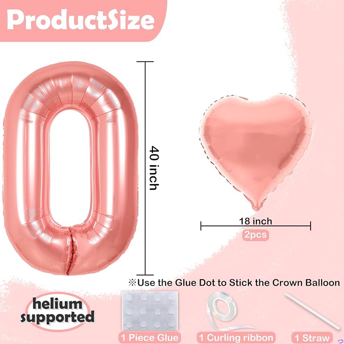 Rose Gold 25th Birthday Decorations, 40 inch Large 25 Balloon Numbers - Image 2