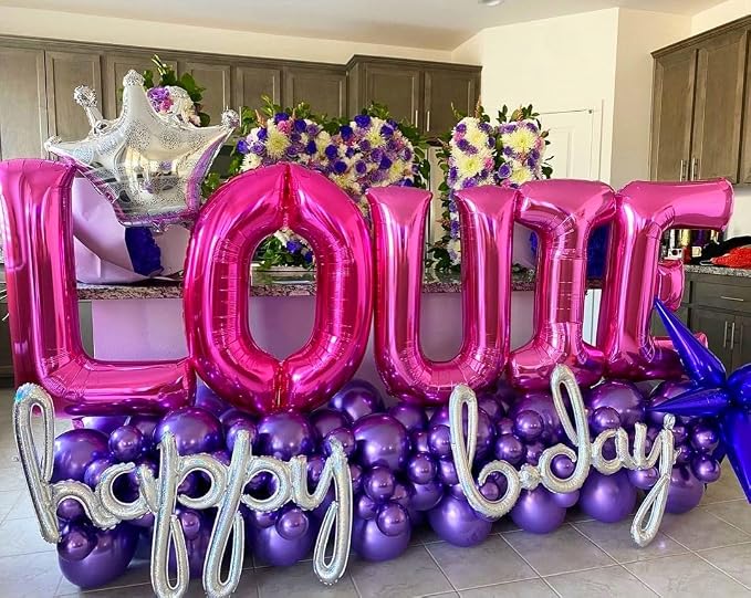 Hot Pink Letter F Balloons, F Letter Balloon 40 Inch Foil F Balloon | Hot Pink - Image 3