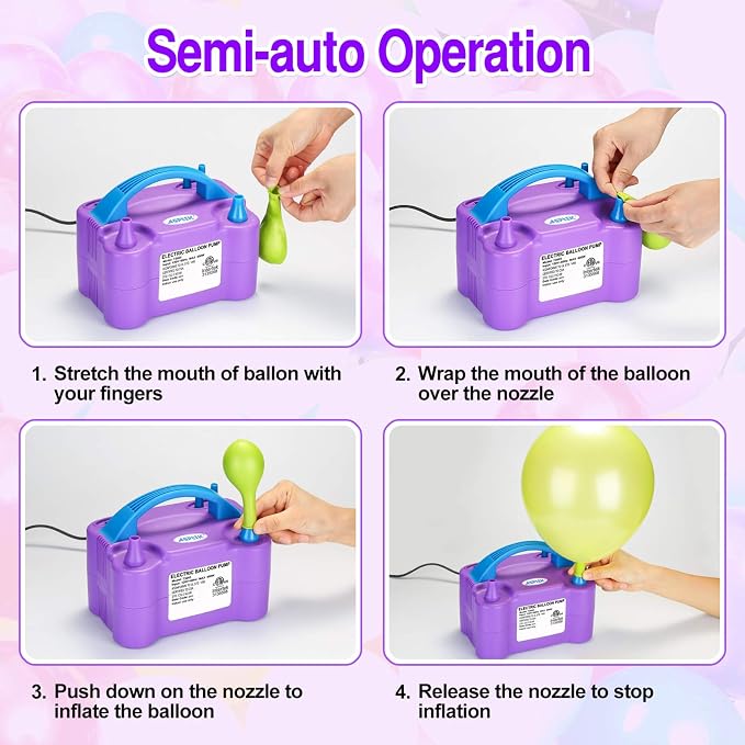 AGPTEK Electric Air Balloon Pump, 110V 600W | Portable Dual Nozzle - Image 5