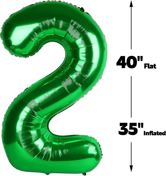 Green Number 2 Balloon 40 inch, Balloon numbers party supplies, deco photo shoot - Image 2