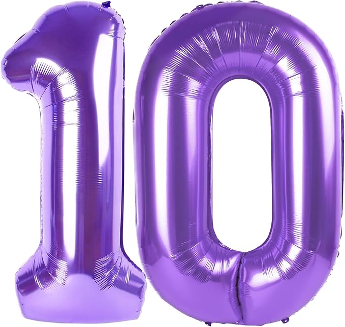 10 Balloon Number 40 Inch Purple Balloons by Mluchee