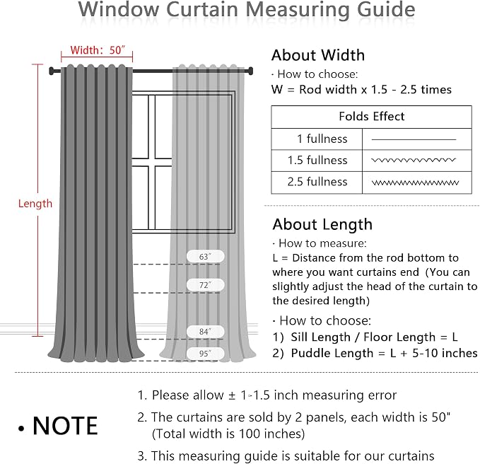 Blackout Curtains 95 Inches Long Leaves Patterned Farmhouse Thermal Insulated - Image 6