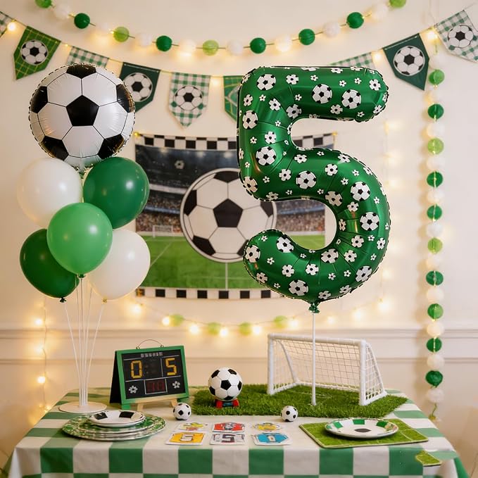 40 Inch Soccer Number 3 Balloons Large Foil Balloon Number 3 Birthday Deco | - Image 4