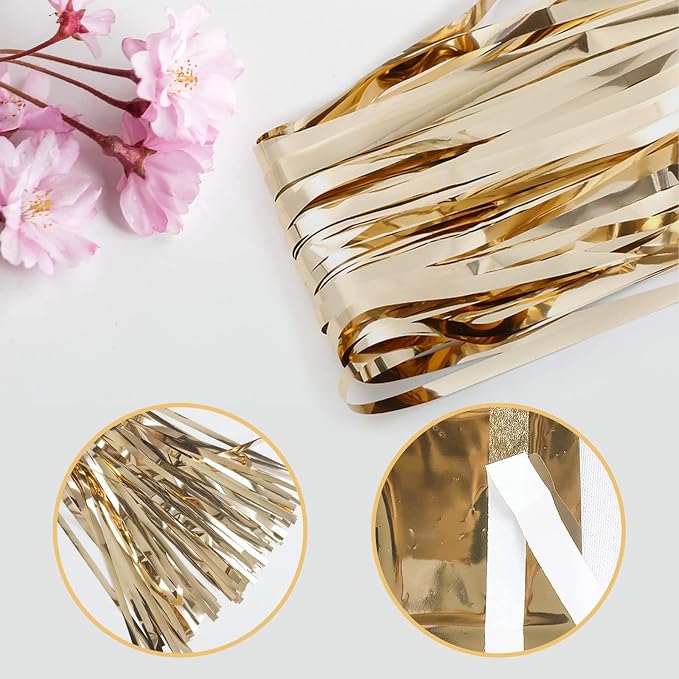 20 Pack Champagne Gold Foil Curtain Backdrop 3.2ft x 8.2ft Foil Fringe Backdrop - Image 4