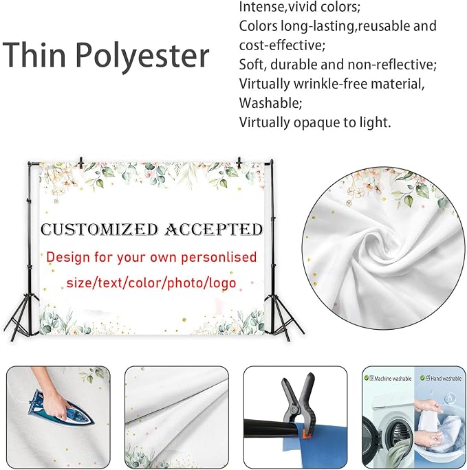 AIBIIN 7x5ft Custom Mr and Mrs Floral Backdrop Teal Wedding Photography - Image 5