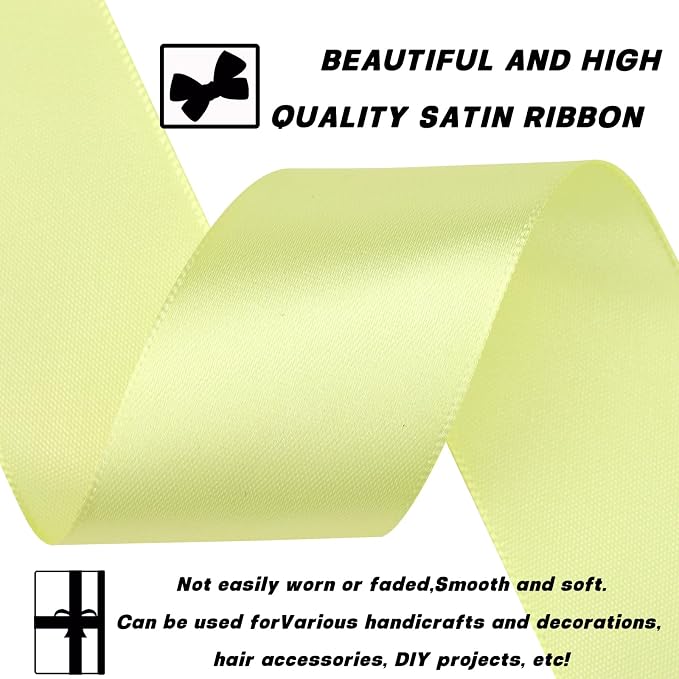1-1/2 Inch 60 Yards Rice Yellow Solid Satin Ribbon - Image 3