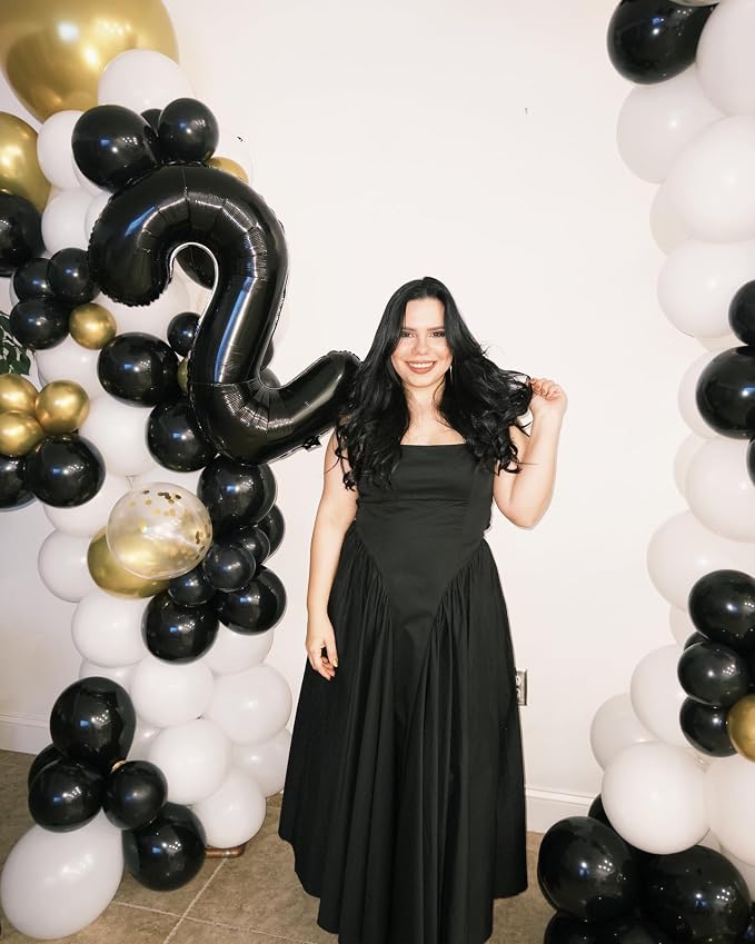 10 Balloon - Black Birthday Number Balloons, 40 Inch Decorations Men Women | - Image 2