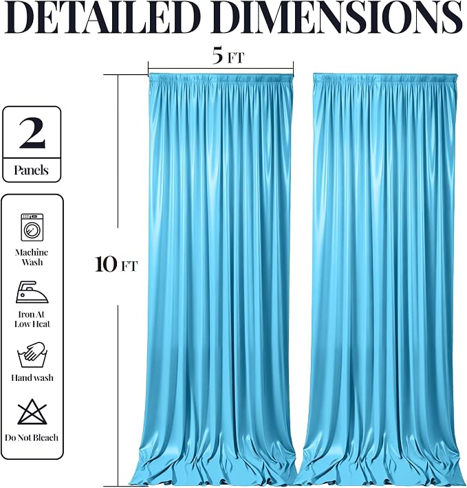 10x10ft Sky Blue Glitter Backdrop Curtain - Image 8