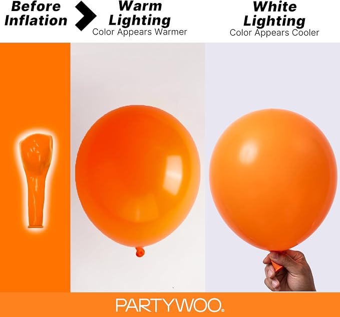PartyWoo Orange Balloons 92pcs Fall Latex Helium Balloons Different Sizes | 18 - Image 3