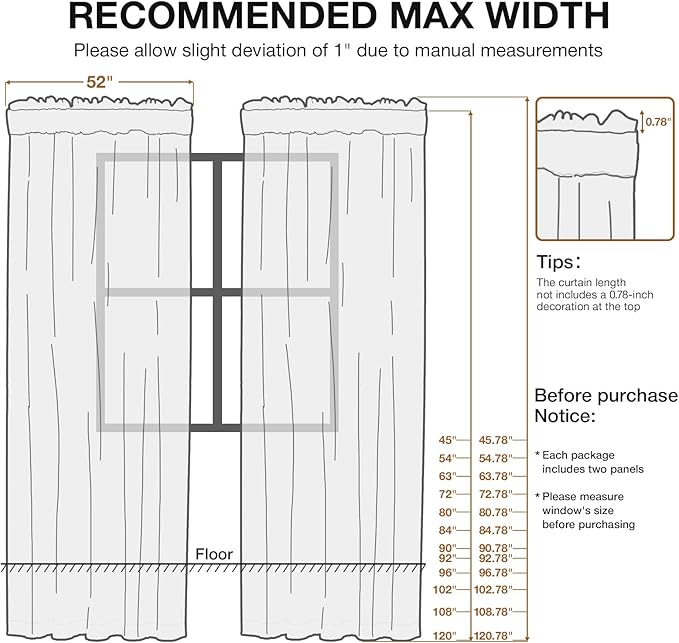 Anmao White Semi Sheer Light Filtering Curtains 90 Inches Long 2 Panels - Image 2