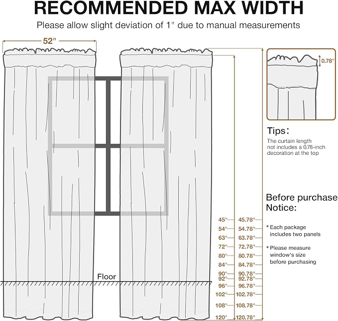 Anmao White Semi Sheer Light Filtering Short Curtains 45 Inches Long 2 Panels - Image 2
