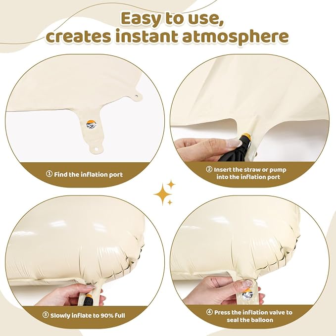 Cream HOME Balloons, 40 Inch HOME Letter Balloons Beige Home Balloon Banner - Image 3