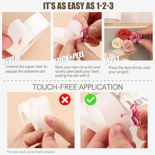 BAOFALI 3600 Pcs Ultra Thin Adhesive Dots, 6 Roll 1/8in 6 Roll3/16in Clear - Image 4