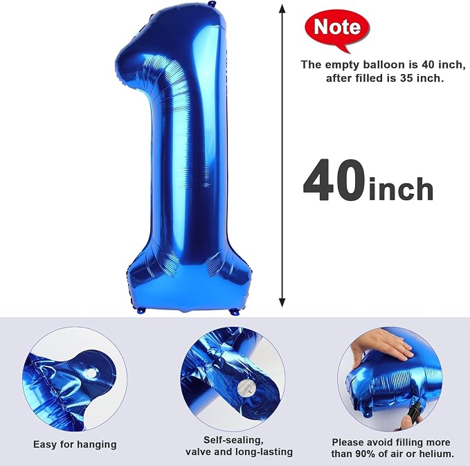 Number Balloons 40 Inch Dark Blue Number 19 - Image 5