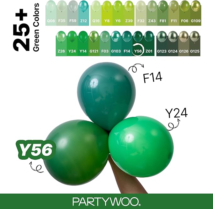 PartyWoo Dark Green Balloons 120pcs Emerald Hunter Forest Green Color | - Image 4