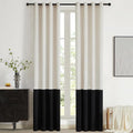 Modern Cream White Black Decorative Velvet Curtains 108 inches 2 Panels | Color by ModernShinyVelvetCurtains