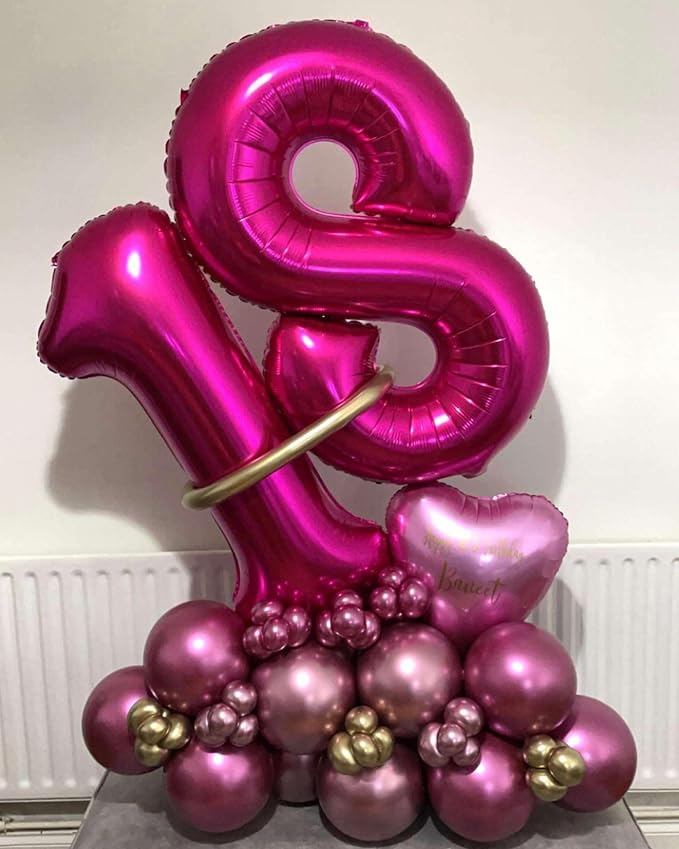 Hot Pink 28 Number Balloons, 40 Inch Giant Number 28 Balloons Foil Mylar Helium - Image 5