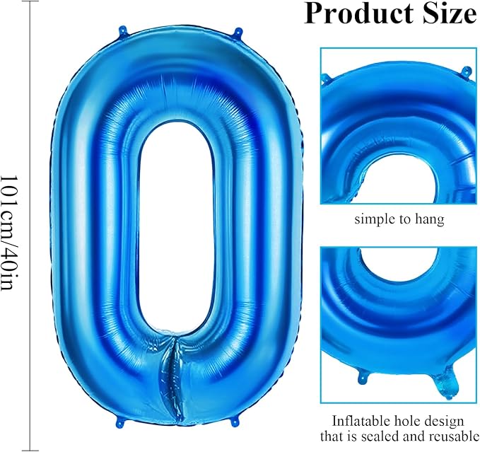 Number 0 Balloons for Birthday Party Decorations, 0-100 Large No.0 Balloons for - Image 2