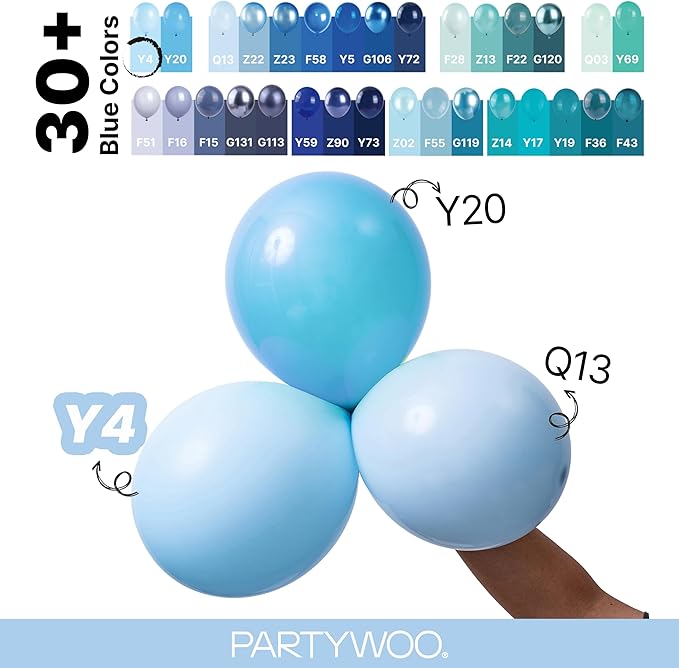 PartyWoo Light Blue Balloons 152pcs Baby Pastel Sky Aqua Blue Color | Different - Image 4