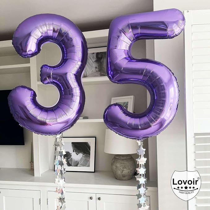 Purple Number 2 Balloons, 40 Inch Giant Number Balloons Foil Mylar Helium - Image 4