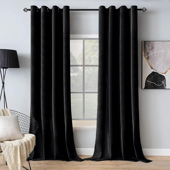 MIULEE Velvet Curtains Halloween Black 52 x 84 Inch Length Set of 2 | Grommet by MIULEE
