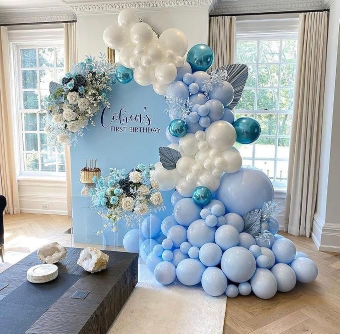 Blue and White Balloon Arch Kit, ADOINBY 140Pcs Pastel Light Blue and White - Image 5