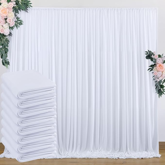 40 ft x 10 ft Wrinkle Free White Backdrop Curtain by Outpain