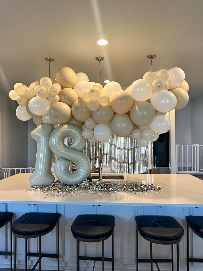 8 Balloon Numbers Party Decorations, 40In Cream Balloons - Image 3