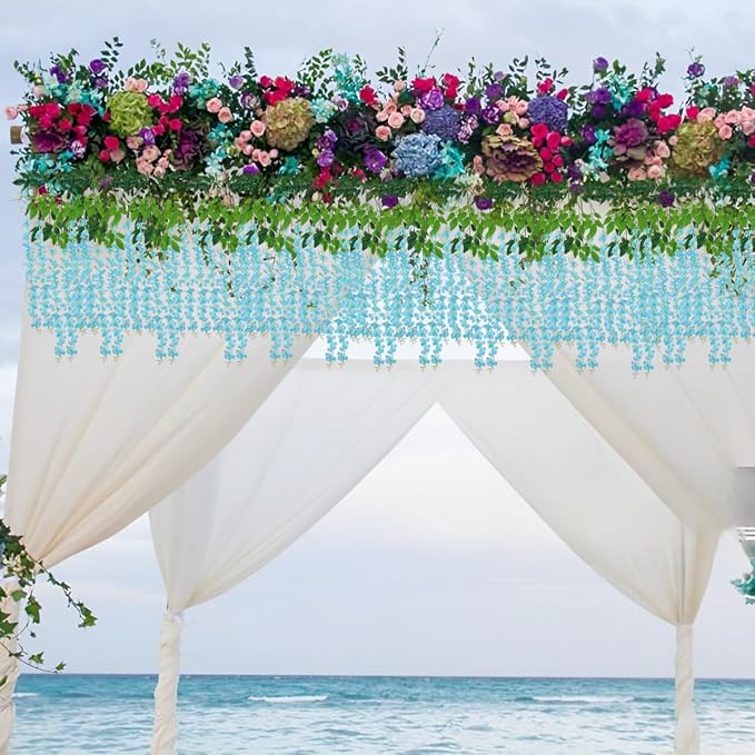 Artificial Wisteria Hanging Flowers Fake Wisteria Flower Garland Silk Vines - Image 7