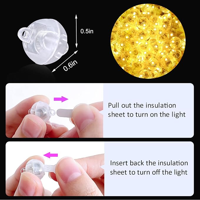 ZGWJ 50PCs Warm White Balloon Lights Mini, Battery Powered, Long Standby Time - Image 3