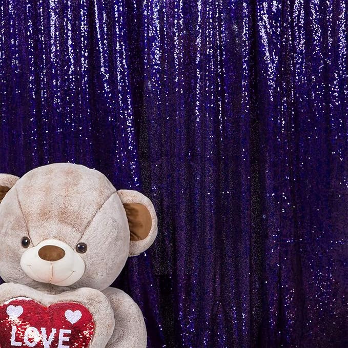 JYFLZQ Purple Sequin Backdrop Curtains 8ft x 8ft 1 Panel Glitter Photo Booth by JYFLZQ