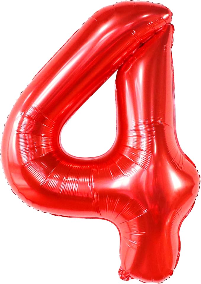 KatchOn Red Number 4 Balloons 40 Inch, 4 Birthday Decorations | Red 4 Balloon - Image 9