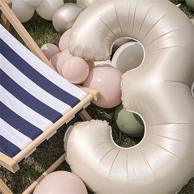 40'' Beige Number 7 Balloons, Giant Self Inflating Cream Foil Number Balloons - Image 6