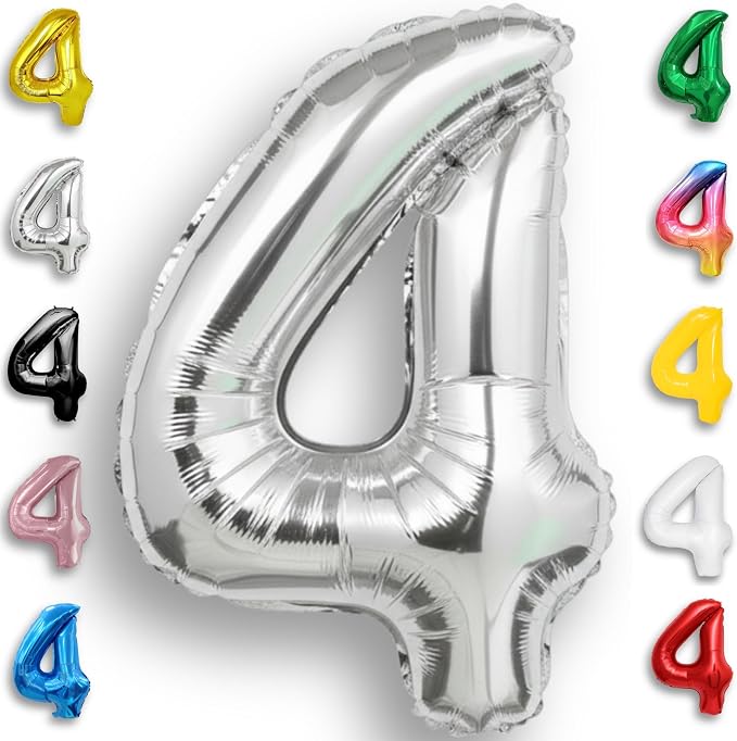 Silver Number Balloon 4 Mylar Foil Balloons 40 inch by Unknown