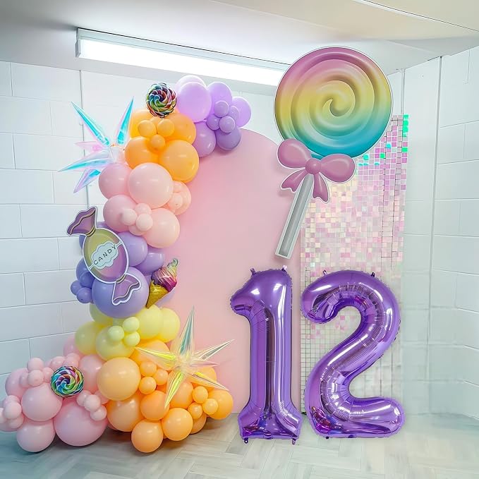 Purple 12 Balloon Number, 40 Inch Number 12 Balloon Big Foil Mylar Helium - Image 7