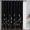 Wide Blackout Curtain for Sliding Door 100W x 96L Inch Gold Print Palm Thermal by ESTELARTEXTILER