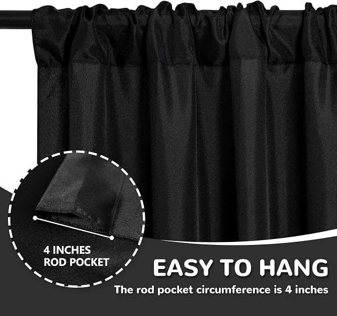 Black Backdrop Curtains for Parties - 10ft x 8ft Party Photo Background Curtain - Image 6