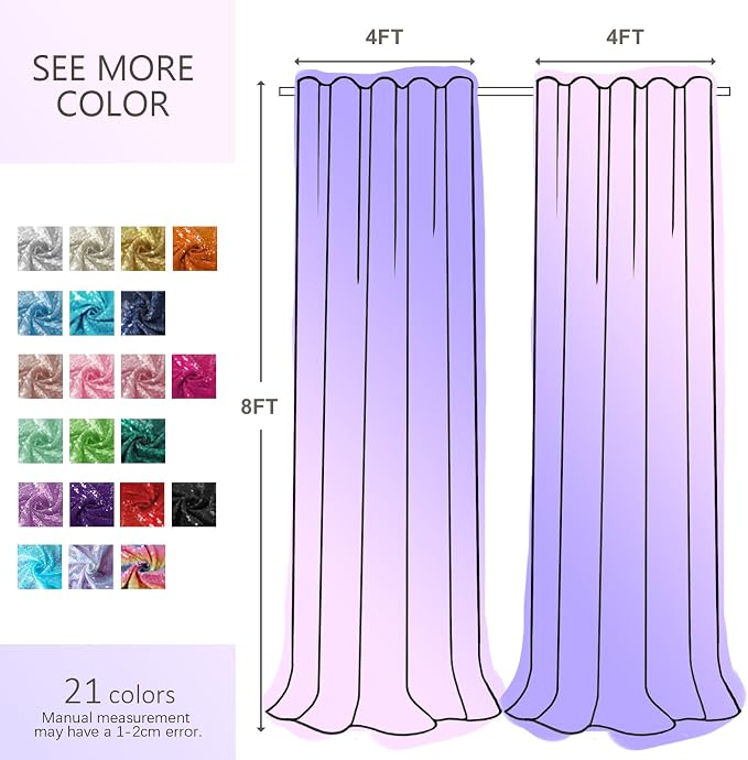 Hahuho Lavender Sequin Backdrop Curtain, Party Decoration（4 Panels, 2FT x 8FT - Image 6