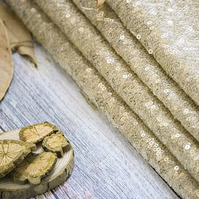 JYFLZQ Champagne Sequin Backdrop Curtains 7ft x 7ft 1 Panel Glitter Photo Booth - Image 5